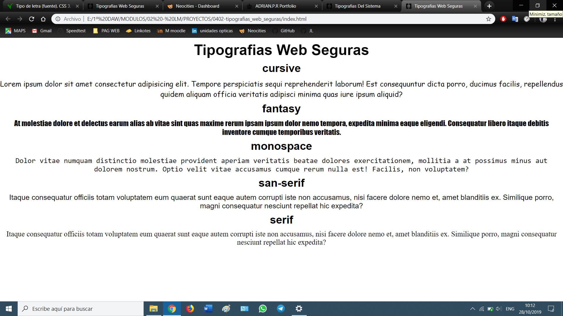 Tipografias web seguras